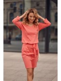 Coral Dress Tied at the Waist 9729 - Online store - Boutique